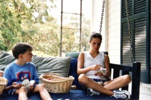 This scene wins hands down in our memories as the best porch swing moment ever, in the Greyfield Inn double-bed swing on Cumberland Island, Ga - August 2002. A 25th Anniversary trip, when we took the two kids still at home and we are so glad for these memories! The picnic lunches were the best! #plattmanor