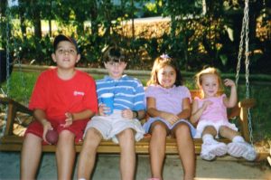 Friends Jonathan, Vanessa and cousin Bea swingin with Andy! August 2006, going back to school party! 6th grade - BHPS