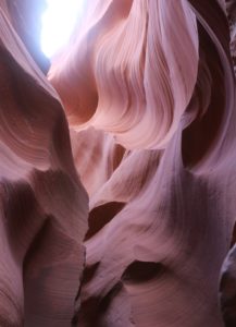 On our list but not on the itinerary we decided to go to Antelope Canyon, we were going right by there through Page, AZ. We decended stairs into the slot canyon created by flash flood that open up amazing wave formations.